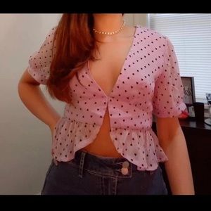 Polka dot purple blouse
